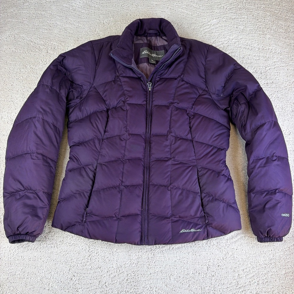 Women's Eddie Bauer Size Medium Purple 650 Down Puffer Winter Jacket Coat